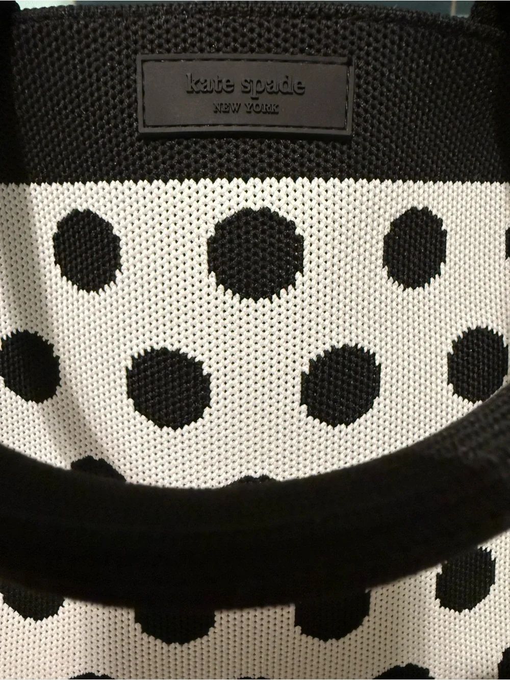 NWT Kate Spade New York Black & White Polka Dot Woven Tote For Target